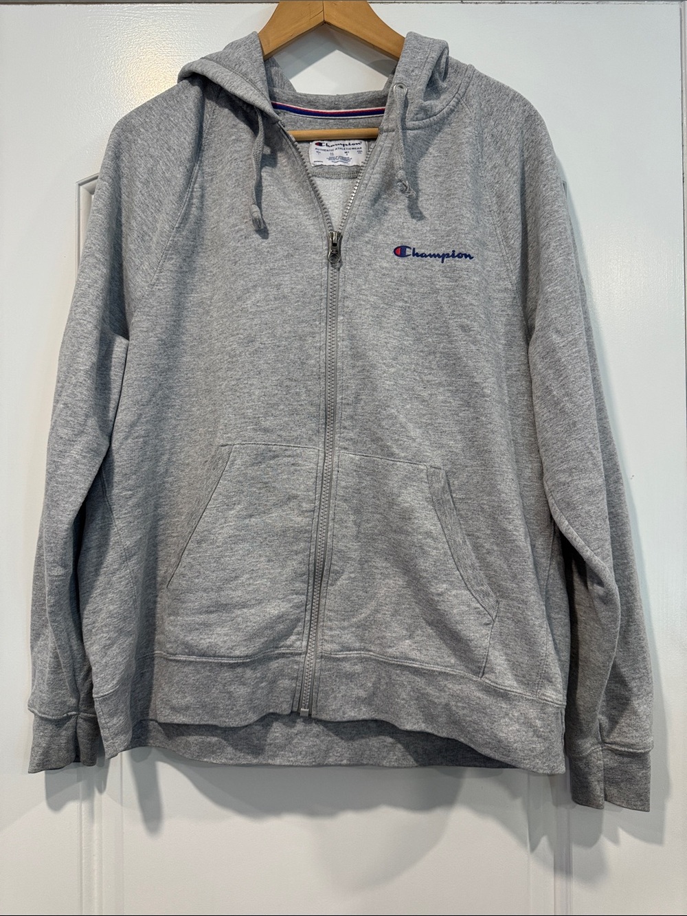 Champion Light Gray Full-Zip Hoodie Jacket Size Large